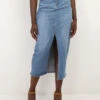 Jupe En Denim Mi-longue Et Fendue