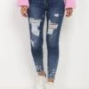 Jeans Skinny Tâcheté Effet Destroy
