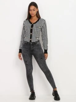 Jeans Skinny Délavé Destroy 5 Jeans Skinny Délavé Destroy -Look De Femme Soldes Boutique O06 B1052 DKGRY 3