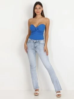 Jeans Flare Bleu Clair Délavé Et Effiloché Bleu Clair 5 Jeans Flare Bleu Clair Délavé Et Effiloché Bleu Clair -Look De Femme Soldes Boutique O07 P2112 67 LTBLU 3