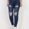 Jeans Skinny Destroy Et Délavé Taille Haute