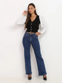 Jeans Coupe Flare 5 Jeans Coupe Flare -Look De Femme Soldes Boutique O08 A8432 BLU 3