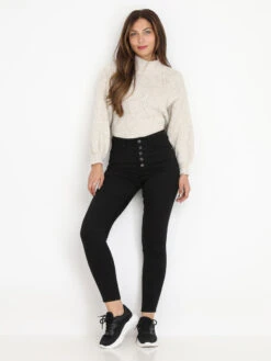 Jeans Skinny Et Boutonné 6 Jeans Skinny Et Boutonné -Look De Femme Soldes Boutique O08 DZ359 3 BLK 3