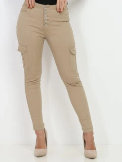 Jeans Cargo à Taille Haute