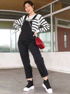 Salopette En Jeans -Look De Femme Soldes Boutique O12 KW290 BLK 5