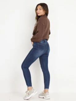 Jeans Skinny à Chevilles Effilochées -Look De Femme Soldes Boutique O13 Q1703 BLU 3