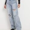 Jeans Boyfriend Destroy à Taille Haute