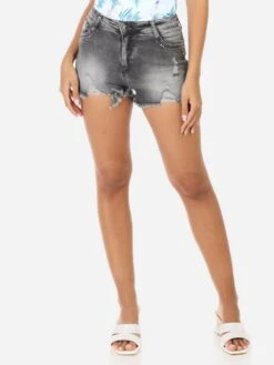 Short En Jeans Destroy à Clous