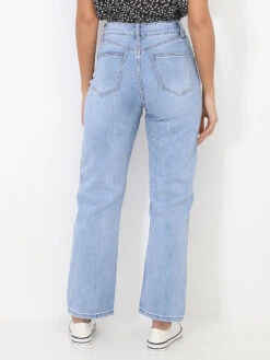 Jeans Mom évasé Et Délavé -Look De Femme Soldes Boutique O16 JD409C 1 BLU 3