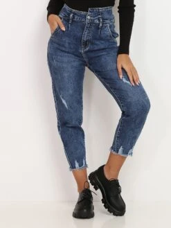 Mom Jeans Destroy Et Effiloché