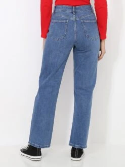 Jeans Mom Droit En Coton -Look De Femme Soldes Boutique O17 JD409A 3 BLU 3