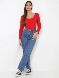 Jeans Mom Droit En Coton -Look De Femme Soldes Boutique O17 JD409A 3 BLU 4