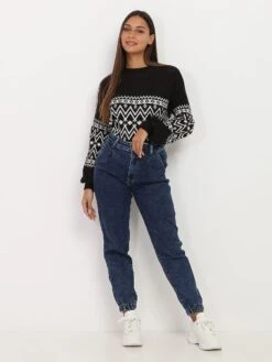 Jeans Style Jogger -Look De Femme Soldes Boutique O19 B1165 DKBLU 3