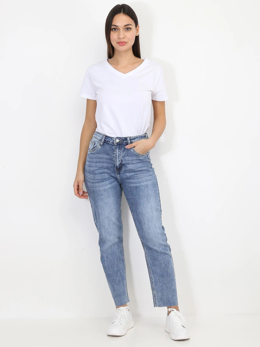 Jeans Droit Délavé à Bords Effilochés 3 Jeans Droit Délavé à Bords Effilochés – Image 3