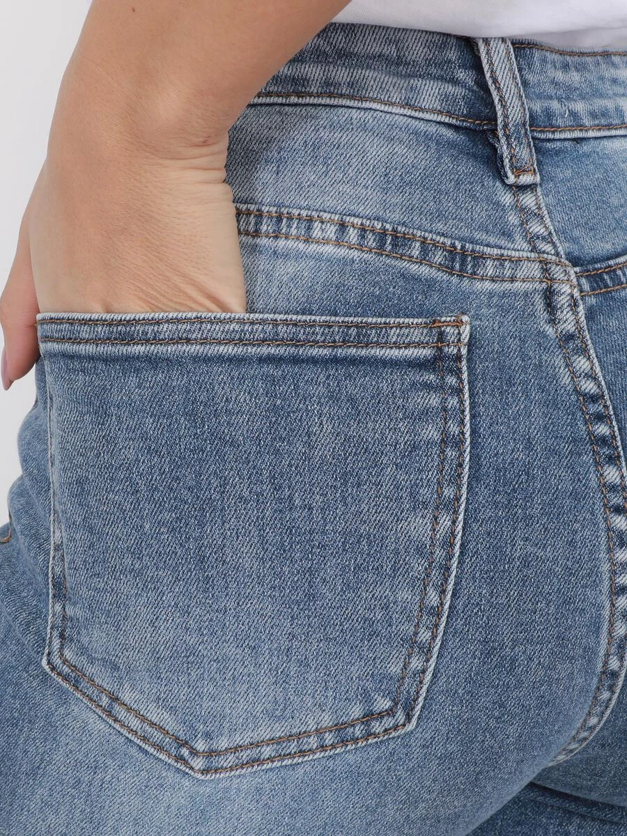 Jeans Droit Délavé à Bords Effilochés 5 Jeans Droit Délavé à Bords Effilochés – Image 5