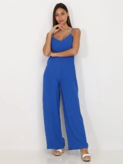 Combinaison Fluide Bleue évasée Bleu -Look De Femme Soldes Boutique O23 6083 BLU 3