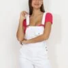 Salopette Short Retroussé Blanc Blanc