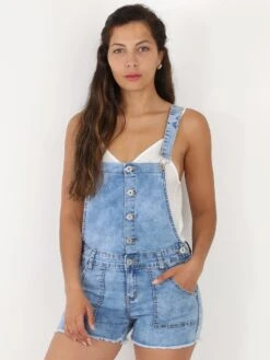 Salopette Short Effilochée En Jean