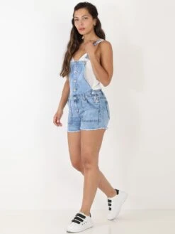 Salopette Short Effilochée En Jean 5 Salopette Short Effilochée En Jean -Look De Femme Soldes Boutique P06 SZ391 BLU 3