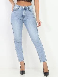 Jeans Taille Haute à Coupe Droite