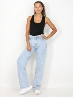 Jeans Vintage Effiloché -Look De Femme Soldes Boutique P07 B1229 LTBLU 3