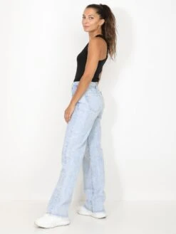 Jeans Vintage Effiloché -Look De Femme Soldes Boutique P07 B1229 LTBLU 4