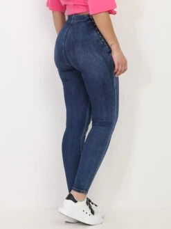 Jeans Skinny Avec Zip Et Laçage -Look De Femme Soldes Boutique P07 R631 2 BLU 3