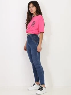 Jeans Skinny Avec Zip Et Laçage -Look De Femme Soldes Boutique P07 R631 2 BLU 4