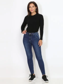 Jeans Skinny Brut Et Délavé -Look De Femme Soldes Boutique P09 C3613 BLU 3