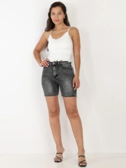 Short En Jeans Effiloché -Look De Femme Soldes Boutique P09 DZ528 1 DKGRY 3