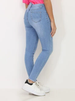 Jeans Skinny Délavé Et Effiloché -Look De Femme Soldes Boutique P11 B1318 BLU 2