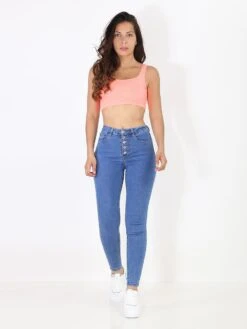 Jeans Skinny Brut à Boutons 5 Jeans Skinny Brut à Boutons -Look De Femme Soldes Boutique P12 DZ359 25 BLU 3