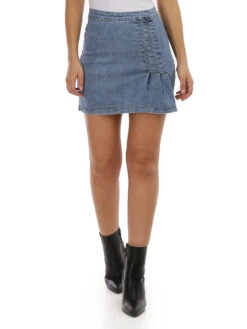 Jupe En Jeans Plissée Courte