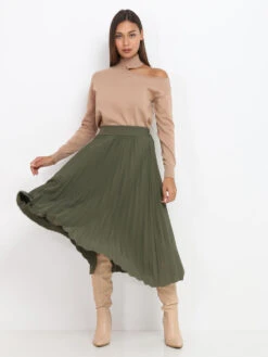 Jupe Plissée Mi-longue 5 Jupe Plissée Mi-longue -Look De Femme Soldes Boutique P26 MY6523 GRN 3