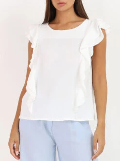 Top Boutonné à Volants