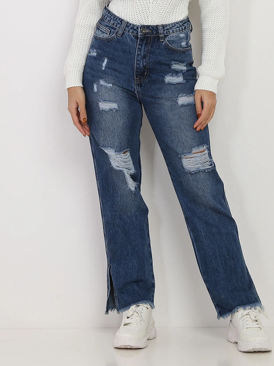 Jeans Large Destroy à Fentes 1 Jeans Large Destroy à Fentes