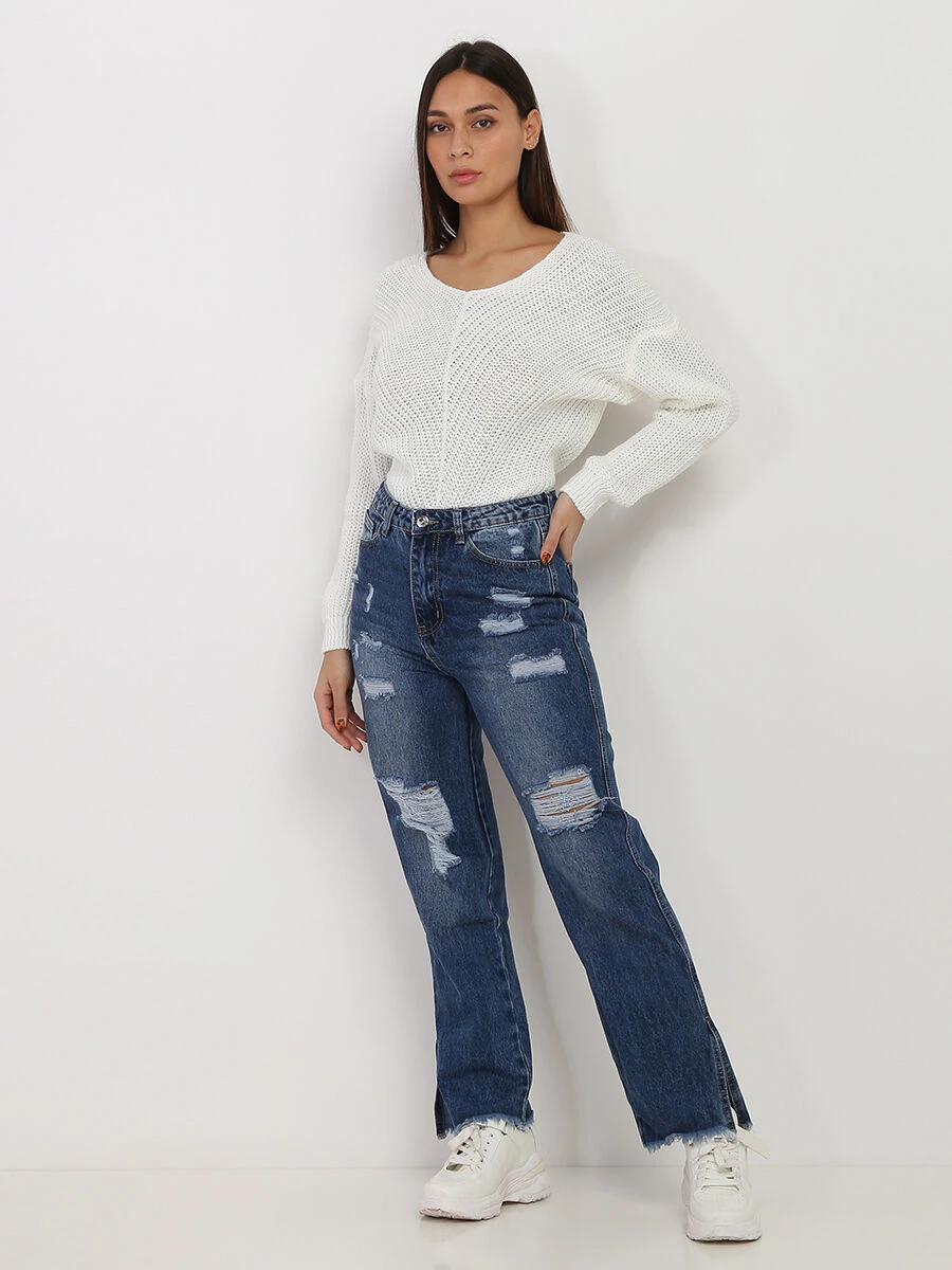 Jeans Large Destroy à Fentes 3 Jeans Large Destroy à Fentes – Image 3