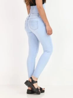Jeans Taille Haute à Boutons 6 Jeans Taille Haute à Boutons -Look De Femme Soldes Boutique Q07 B917 LTBLU 3
