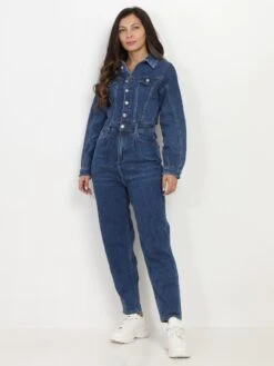 Combinaison En Jeans Style De Travail -Look De Femme Soldes Boutique Q07 YT2006 1 BLU 3