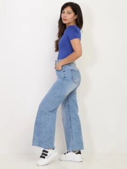 Jeans Wide Leg à Taille Haute 6 Jeans Wide Leg à Taille Haute -Look De Femme Soldes Boutique Q08 A305 BLU 3