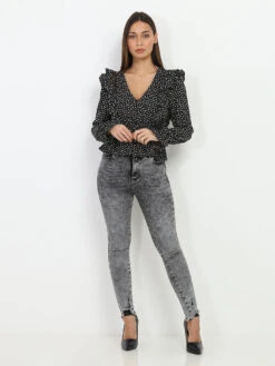 Jeans Skinny Délavé Push-up -Look De Femme Soldes Boutique Q08 B1028 GRY 3