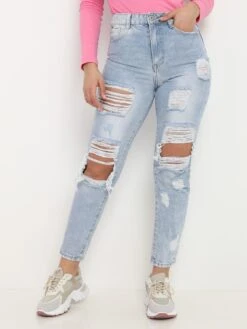 Jeans Taille Haute Et Destroy