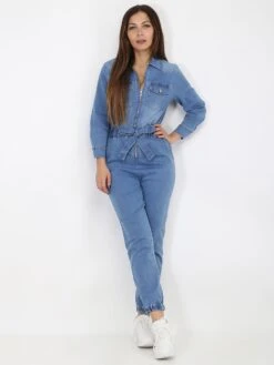 Combinaison Style Utilitaire à Ceinture -Look De Femme Soldes Boutique Q10 K21310 BLU 3