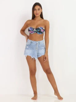 Jupe Short En Jeans Destroy 6 Jupe Short En Jeans Destroy -Look De Femme Soldes Boutique Q10 LW 565 LTBLU 3