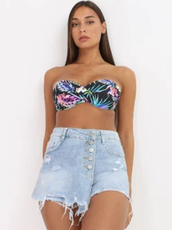 Jupe Short En Jeans Destroy 7 Jupe Short En Jeans Destroy -Look De Femme Soldes Boutique Q10 LW 565 LTBLU 4