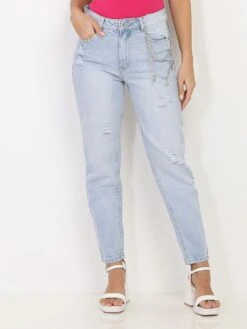 Jeans Mom Avec Chaîne