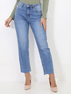 Jeans Droit Délavé