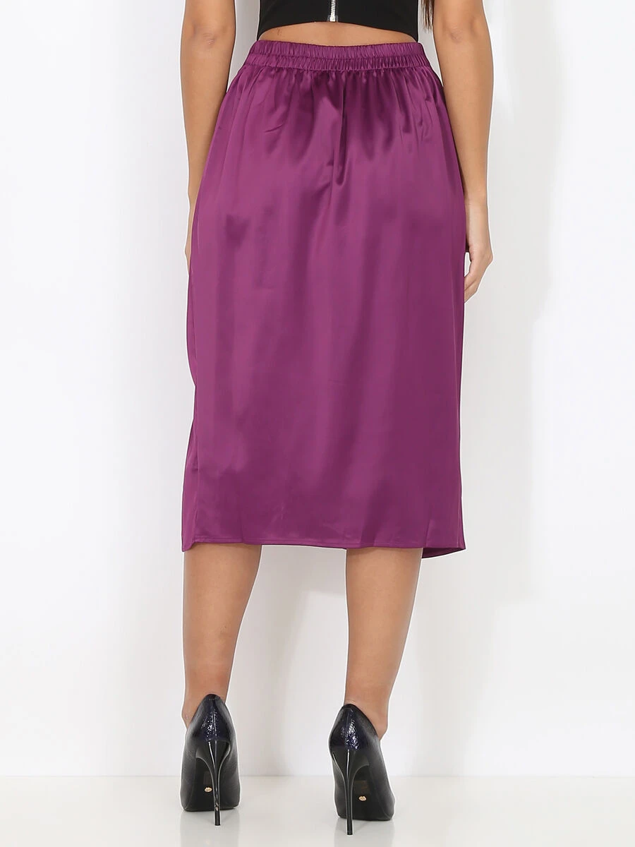 Jupe Froncée Satinée à Fente 2 Jupe Froncée Satinée à Fente – Image 2