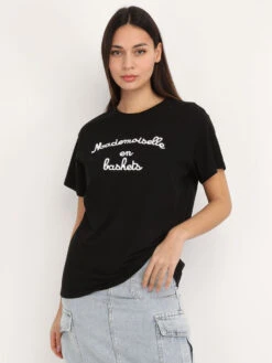 T-shirt Brodé "Mademoiselle En Baskets"