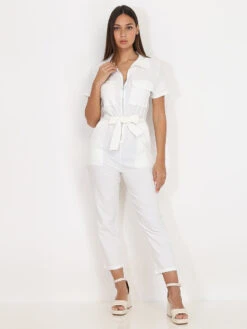 Combinaison à Fermeture Zippée 5 Combinaison à Fermeture Zippée -Look De Femme Soldes Boutique R19 190036 WHT 3